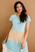 Family Matching Short Sleeve Color Block Adult Maxi Dress